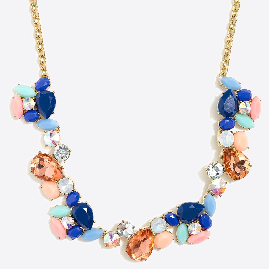 J Crew Nwt Crystal Paint Party Necklace Spring Pastel Jeweled Stone Princess